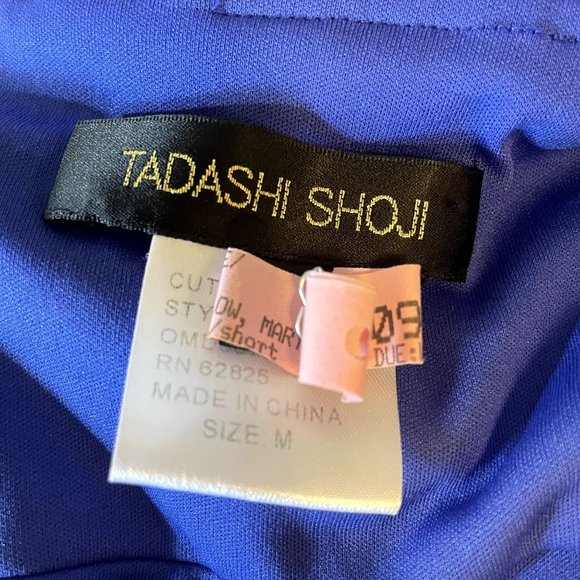 Tadashi Shoji Blue Ombre Wide Neck Pleated Bodycon Stretch Cocktail Dress Size M - Picture 4 of 7
